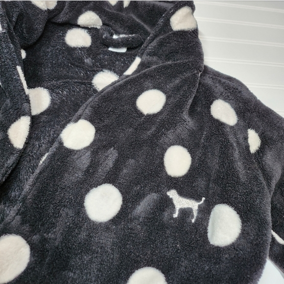 Y2K PINK Victorias Secret Plush Polka Dot Robe M/L - Picture 5 of 6